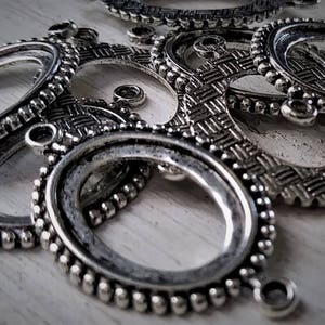 1pc Old Chain Links 2 Ring Connectors Vintage Die Stuck Custom Plated Brass Antique Genuine Sterling Silver Bead Edge Texturized O Ring 14E