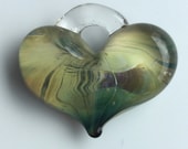 Glass Heart, blue swirl, lamp worked, jewelry supply, perfect charms, Pyrex