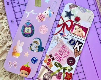 Girly Junk Journal Bookmark Set: Kawaii Coquette Trinkets
