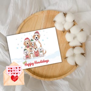 Biglietto di auguri di Natale Happy Howlidays, Buon Natale, Biglietto di auguri per le vacanze con il cane, Biglietto di Natale con il cane, Biglietto di Natale con acquerello, Cartolina di Natale