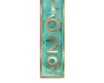 Vertical Address Plaque Craftsman, Bungalow, Arts and Crafts fits up to 5 House Numbers 6.5"W x 23"H (smaller size available too)