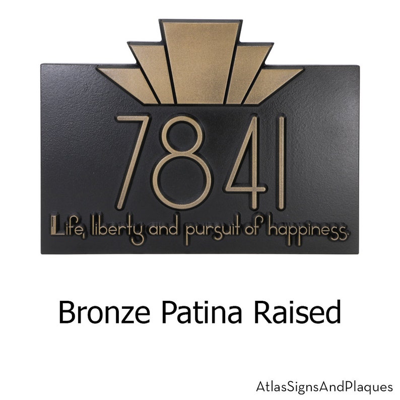 Horizontal Moderne Art Deco Address Numbers Plaque 14w X Etsy