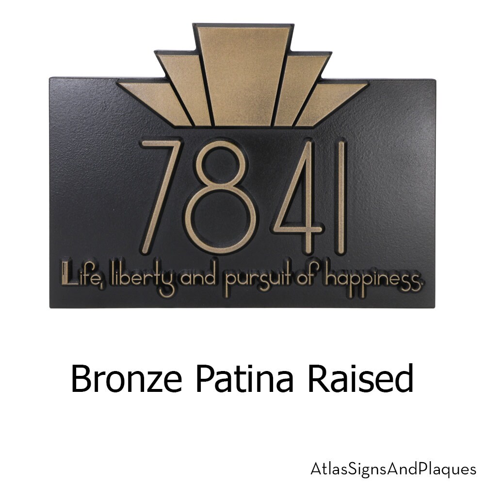 Horizontal Moderne Art Deco Address Numbers Plaque 14W x Etsy