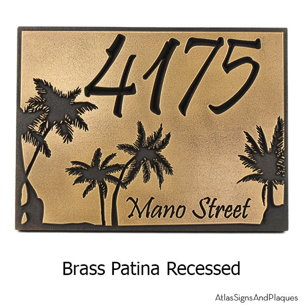 Palm Tree Custom Address Plaque Home Numbers or Etsy