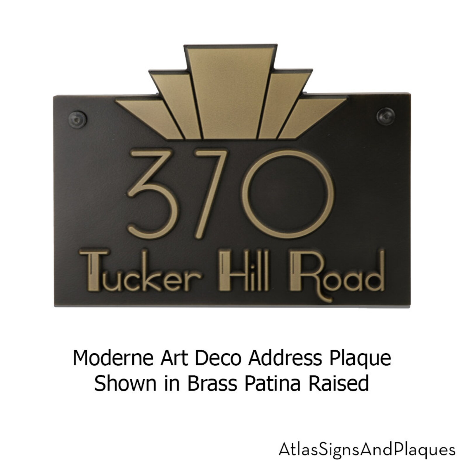 Horizontal Moderne Art Deco Address Numbers Plaque 14w X Etsy