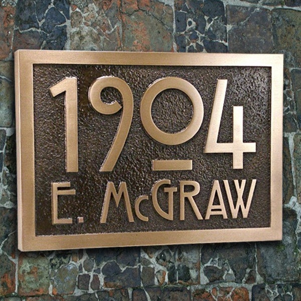 The Stickley Address Plaque Home Numbers Bungalow with Very Cool Font