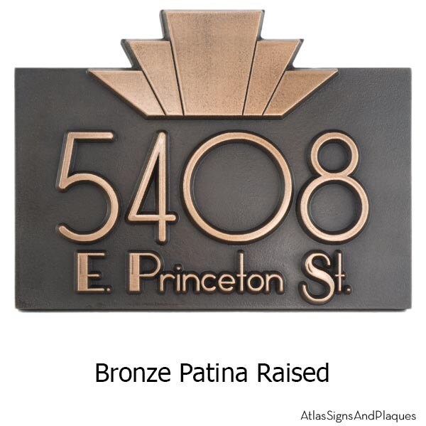 Horizontal Moderne Art Deco Address Numbers Plaque 14W x Etsy