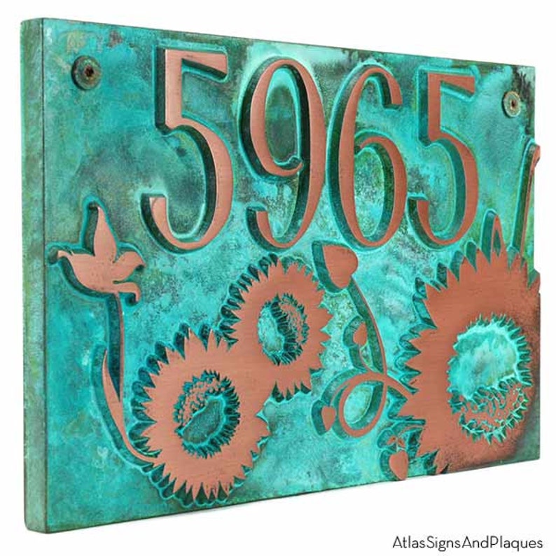 Sunny Sunflower Address Plaque Home Numbers Sign 16w X Etsy