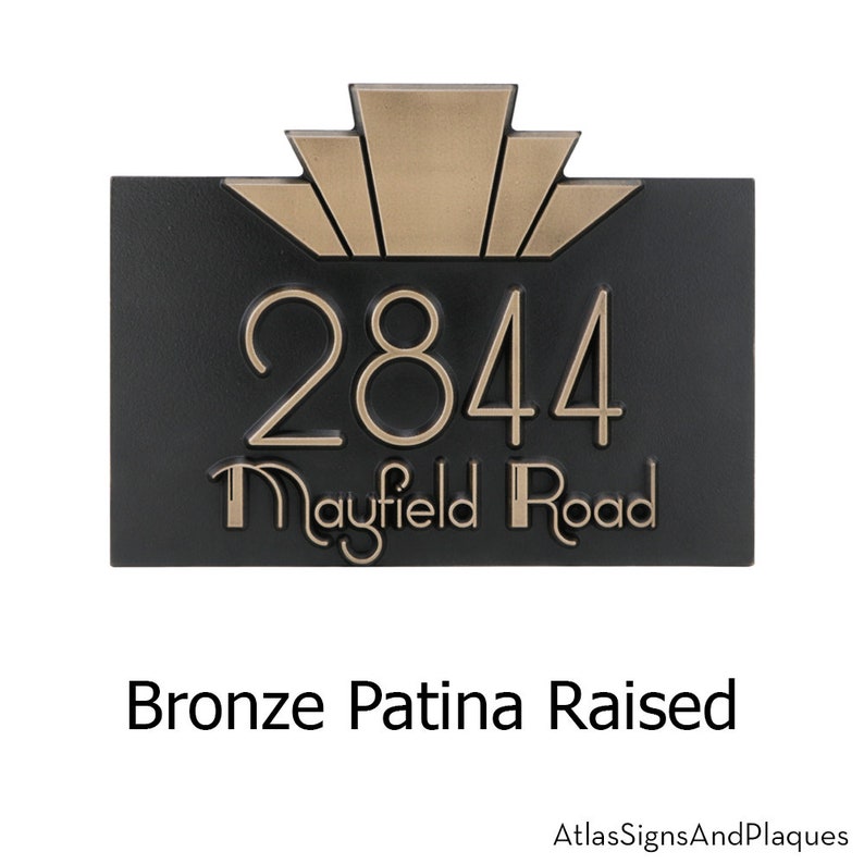 Horizontal Moderne Art Deco Address Numbers Plaque 14 W Etsy