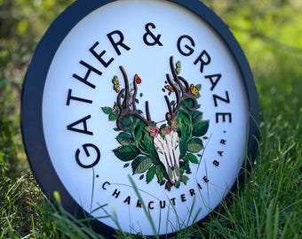 Custom 3D Wooden Logo Sign: LED Backlit Round Wall Art
