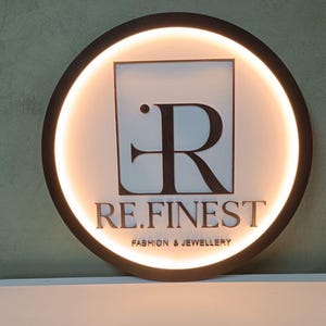 Wooden Logo Company Iluminated Custom Round Wooden Sign Cafe Sign Custom Logo Personalized Sign Handmade Business Logo Sign 3D wood logo