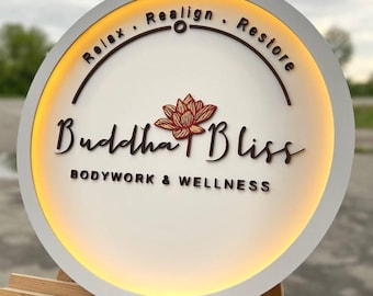 3D Massage Studio Sign |  LED Lighted Sign | Backlit Sign for Massage Salon | Personalized Made-to-Order Sign