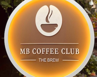 Personalized Wooden Sign for a Cafe | 3D Sign with LED Lighting | Handmade Sign for a Cafe
