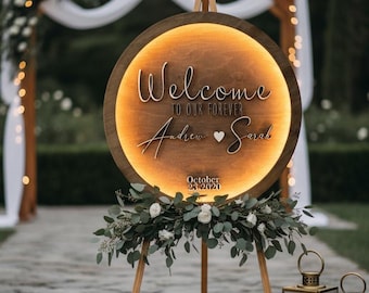 Battery Operated Wooden Wedding Decor with LED Backlight