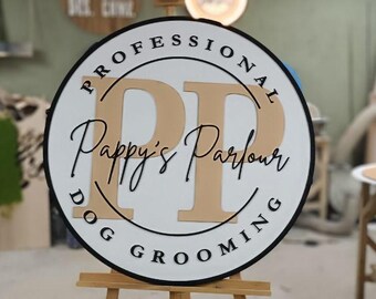 Wooden Logo Business Logo Sign Logo Custom Logo Sign Company Pet Grooming Logo Pet Business Sign Wooden Pet Salon Sign