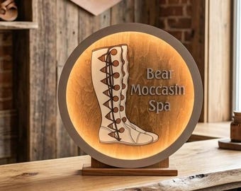 Custom Wooden LED Sign for Business, Backlit Indoor Business Logo, Power Bank USB Powered Lighted Sign, Custom 3D Wood Wall Decor