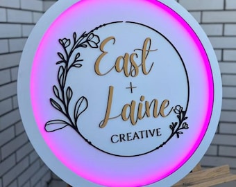 3D Wooden Logo Sign with LED Backlight: Custom Business Wall Art