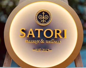 Massage Salon Sign. Salon Sign with LED Lighting. Personalized Massage Therapist Sign. Custom Wooden LED Sign