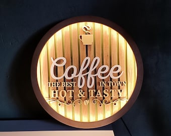 Wooden Logo Oak Logo Wall Art Home Decor Business Logo Sign Gift Illuminated Text Personalized Sign Handmade Wall Decor Custom Company Logo