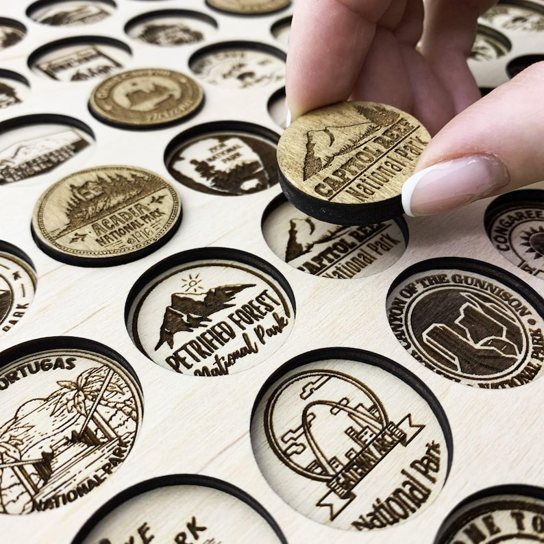 Map Pointing Tokens Wooden US National Parks Map With Tokens Adventure Tracker - Etsy
