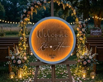 Illuminated Wedding Welcome Sign Battery Powered 3D Wood Sign Wedding Arch Decor Outdoor Wedding Custom Sign Personalized Anniversary Gift