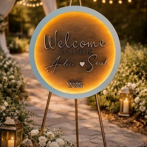 Custom Wedding Logo Sign | Battery Operated LED Sign for Wedding Decor | Personalized 3D Wood Backlit Sign | Cordless Wedding Backdrop Light