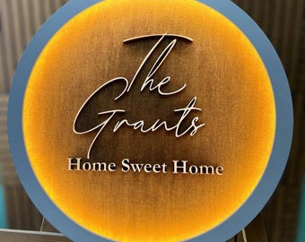 Wooden Gift with Lighting Gift for Parents Personalized 3D Sign Family Sign Grandparents Gift
