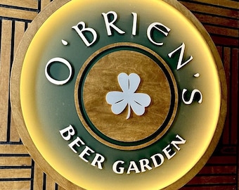3D Wooden Bar Sign with LED Backlighting - Personalized Pub Decor