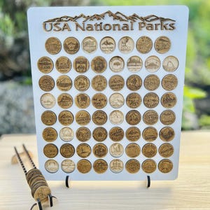 Regalo para viajeros: Mapa de madera de los parques nacionales. Sigue tus viajes.