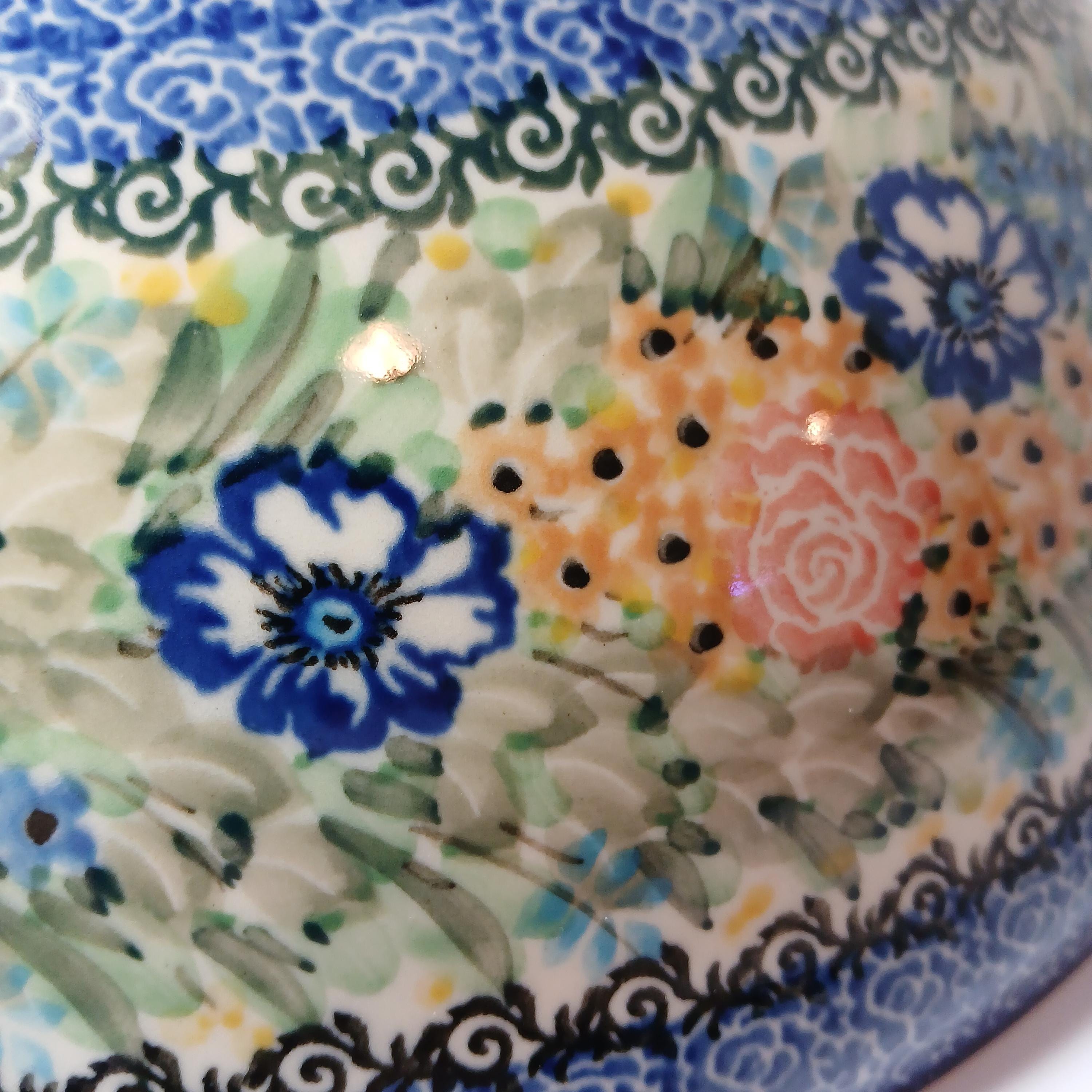 Unikat Polish Pottery Bowl 13” Signed T Liana Ceramika Artystyczna