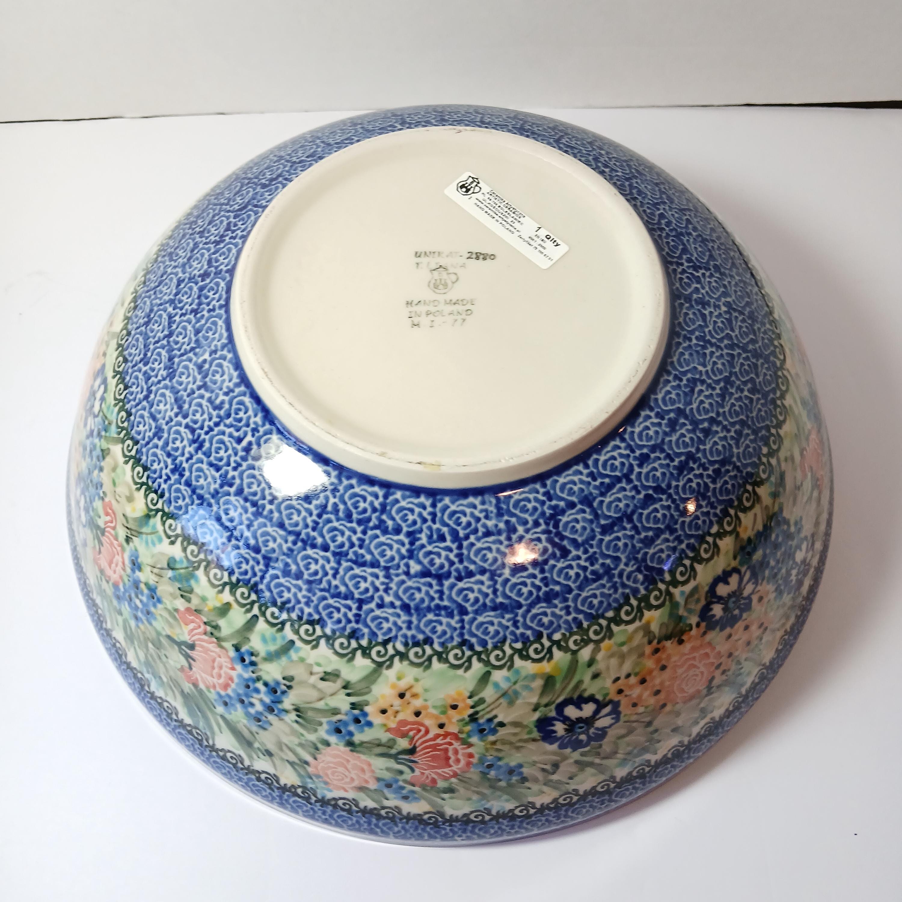 Ceramika Artystyczna UNIKAT-T.LIANA ボウル Unikat Polish Pottery Bowl 13” Signed T Liana Ceramika Artystyczna