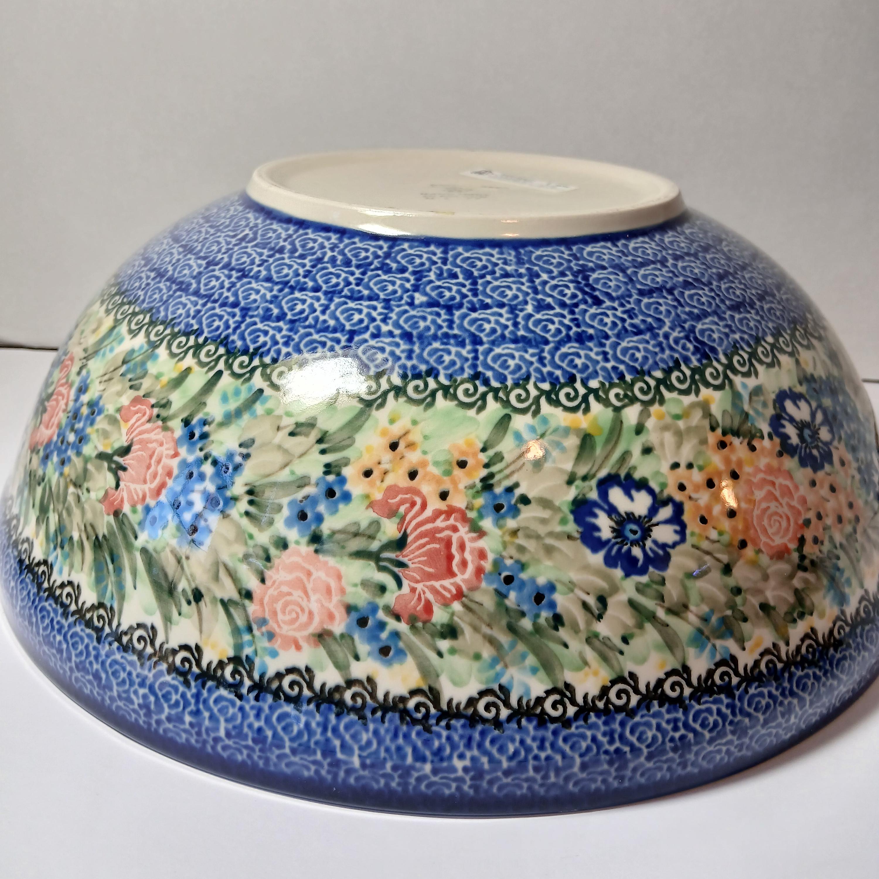 Unikat Polish Pottery Bowl 13” Signed T Liana Ceramika Artystyczna