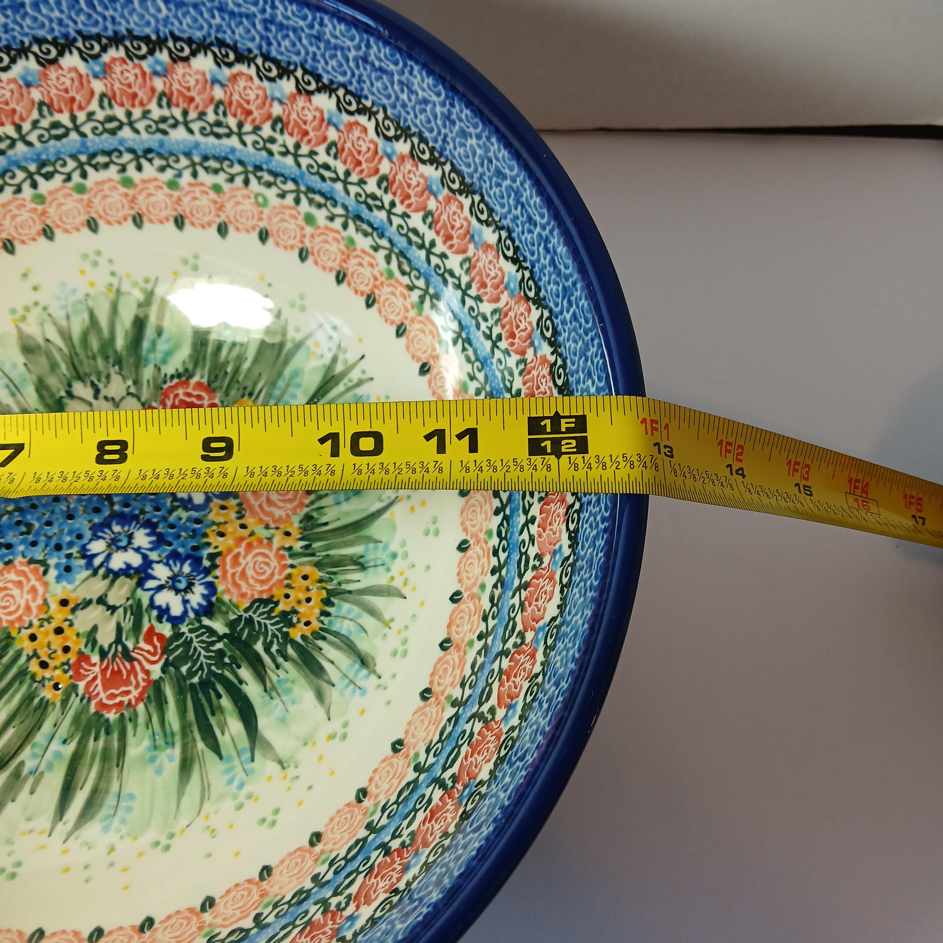 Unikat Polish Pottery Bowl 13” Signed T Liana Ceramika Artystyczna