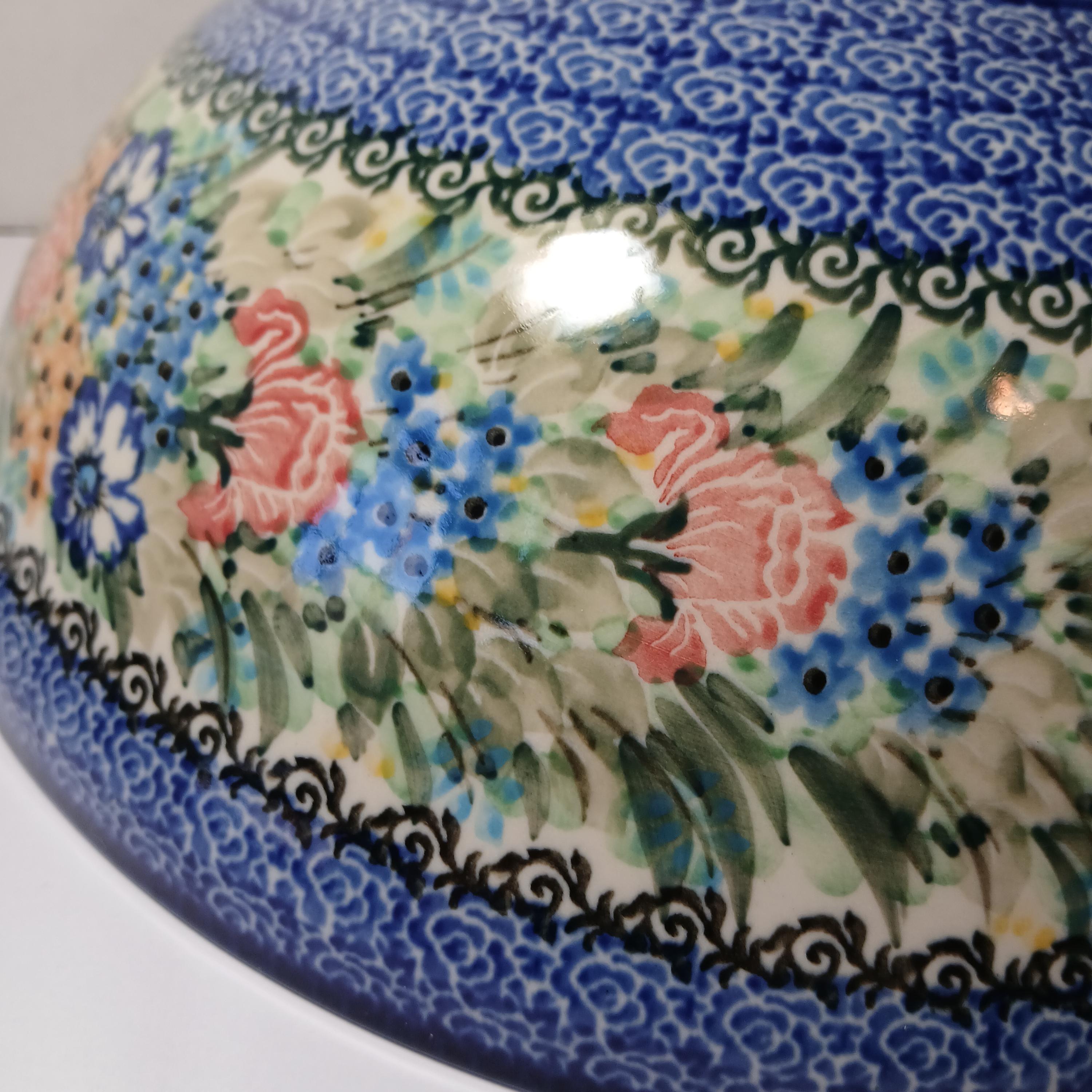 Unikat Polish Pottery Bowl 13” Signed T Liana Ceramika Artystyczna