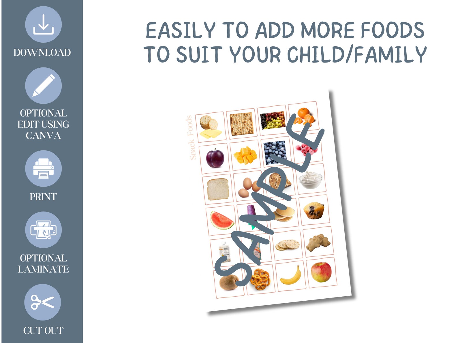Snack Choice Menu | Food Choice Cards | Visual Food Chart | Menu Choice ...