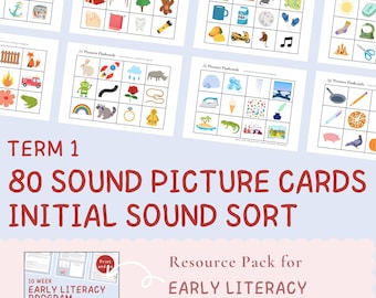 Phonics Picture Cards: Early Literacy Flashcards - Term 1 Sounds (Digital Download)