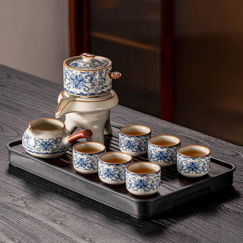 Beige Ru Kiln Automatic Tea Set, Lazy Kung Fu Tea Set Tea Brewing ...
