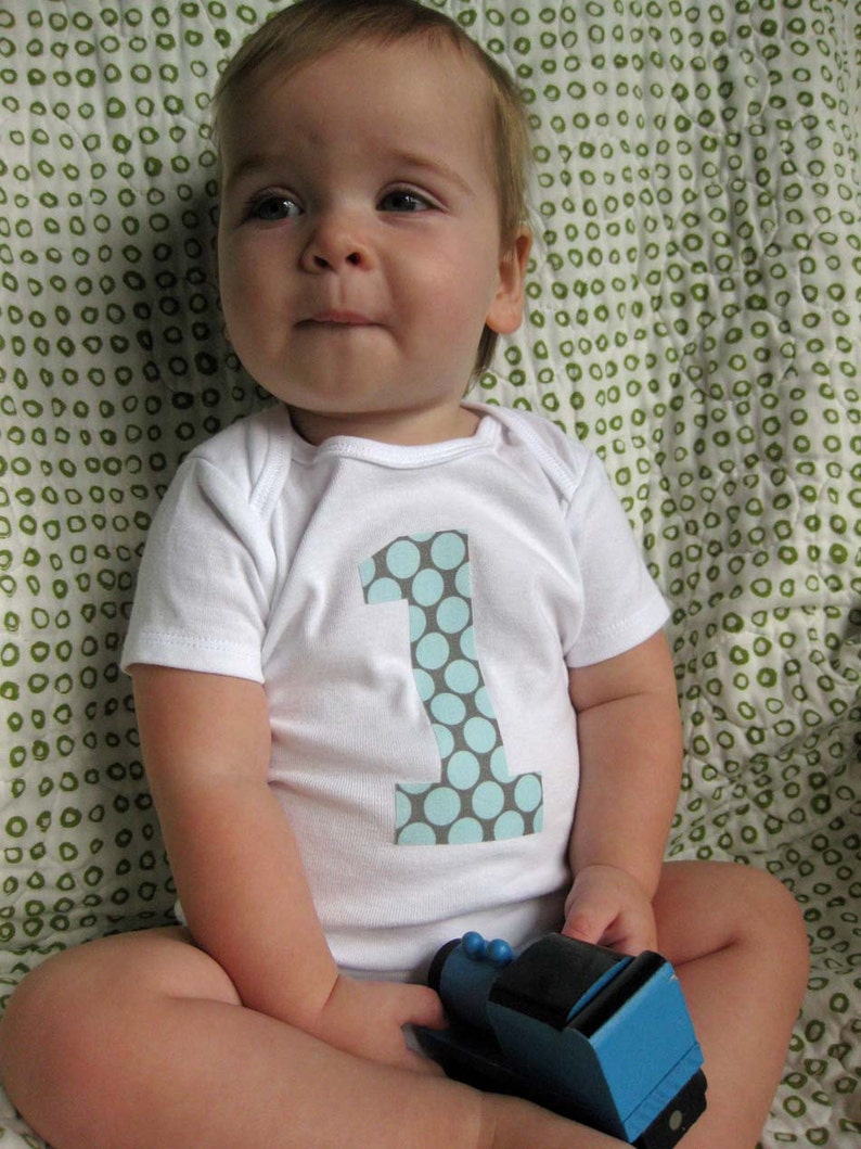 1 Onesie Birthday Bodysuit Baby Boy Onesie Blue Dots by Etsy