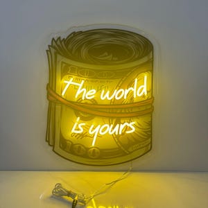 The World Is Yours Neon Sign, custom neon sign, Neon Sign Bedroom,Neon Sign For Decoration, Gifts for Family, Christmas Decor, Holiday Decor