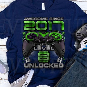 Level 8 Shirt, Gamer 8.Geburtstag Shirt Junge für 8 jähriges Geburtstagskind, Geburtstags Shirt 8, Super seit 2017 Shirt für Gamer