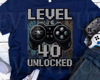 level 40 ontgrendeld shirt, gamer 40e verjaardag shirt jongen voor 40-jarige jarige, verjaardag shirt 40, verjaardag shirt voor gamers