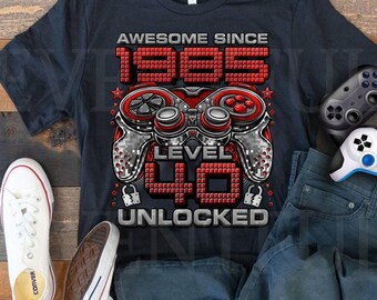 level 40 Unlocked Shirt, Gamer 40th birthday Shirt Boy for 40 Year old Birthday boy, Birthday Shirt 40, Awesome since 1985 Shirt For Gamers