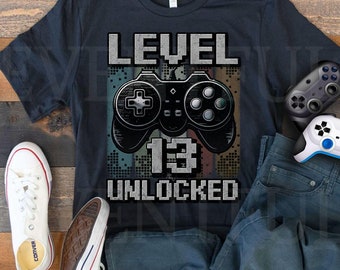 level 13 Unlocked Shirt, Gamer 13th birthday Shirt Boy for 13 Year old Birthday boy, Birthday Shirt 13, Awesome Since 2011 Shirt For Gamers