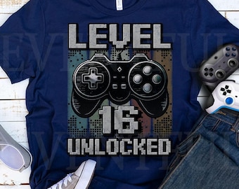 level 16 Unlocked Shirt, Gamer 16th birthday Shirt Boy for 16 Year old Birthday boy, Birthday Shirt 16, Awesome Since 2008 Shirt For Gamers