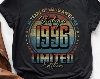30 Years of Being Awesome, Vintage 30th Birthday Shirt, Vintage 1996 Shirt, 30th Birthday 1996 Shirt, 30th Birthday Gift For Him Her