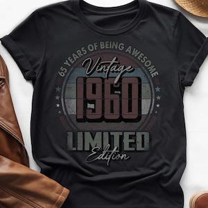 65 Years of Being Awesome, Vintage 65th Birthday Shirt, Vintage 1960 Shirt, 65th Birthday 1960 Shirt, 65th Birthday Gift For Him Her