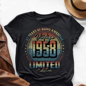 67 Years of Being Awesome, Vintage 67th Birthday Shirt, Vintage 1958 Shirt, 67th Birthday 1958 Shirt, 67th Birthday Gift For Him Her