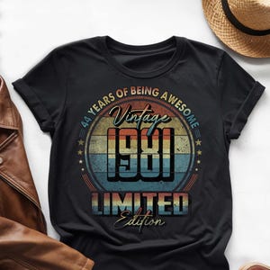 44 Years of Being Awesome, Vintage 44th Birthday Shirt, Vintage 1981 Shirt, 44th Birthday 1981 Shirt, 44th Birthday Gift For Him Her