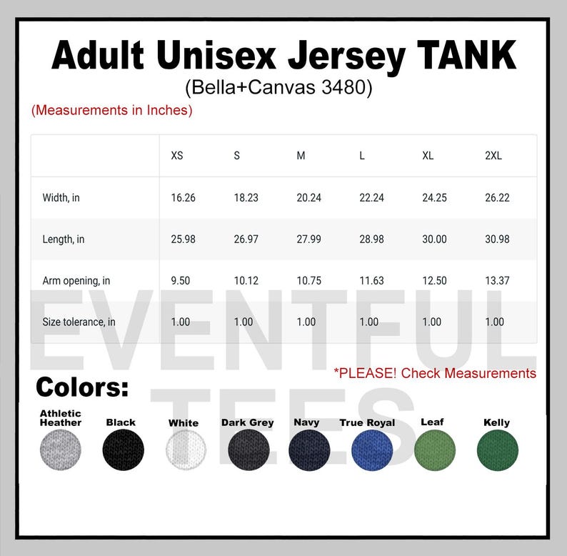 Peut inclure: Tableau des tailles pour un d&eacute;bardeur unisexe adulte, avec des mesures en pouces pour la largeur, la longueur et l'ouverture des bras.  Il y a aussi un guide des couleurs : gris athl&eacute;tique, noir, blanc, gris fonc&eacute;, marine, bleu roi, vert feuille et vert kelly.