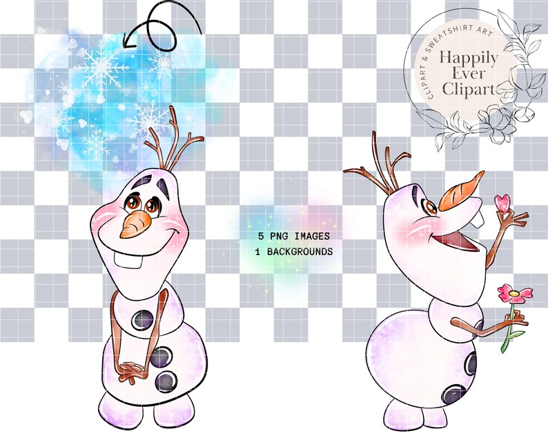 Watercolour Olaf Clipart Set / Cute Olaf 300 Dpi Digital Download Clipart / Olaf Sublimation ...